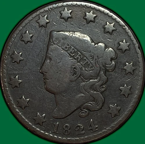 1824-P Large Cent — photo from the most recent tracked eBay sale