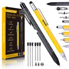 PPRAFDD 9 in 1 Multitool Pen Set, Gifts for Men, Multi Tool Black, Yellow