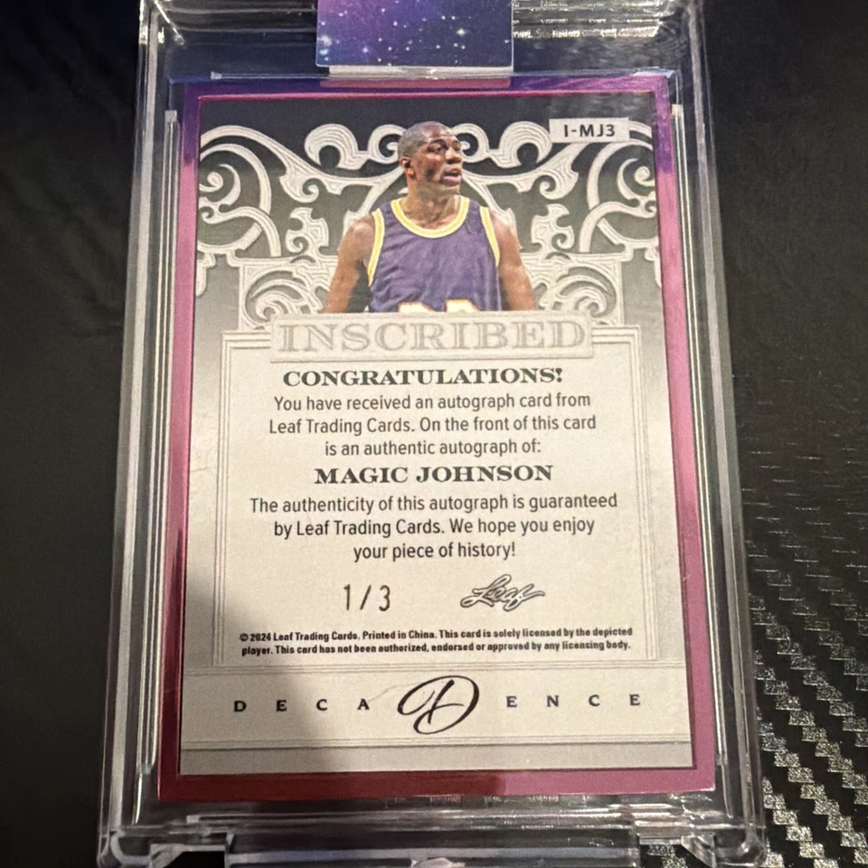 2024 Leaf Decadence MAGIC JOHNSON Auto #1/3 Inscribed '5x Champ' LA LAKERS - Image 2 of 4