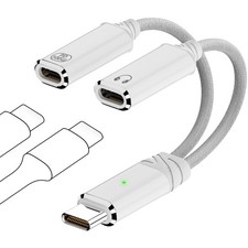 USB C Splitter, Dual USB C Headphone and Charger Adapter Audio Dongle Cable w...