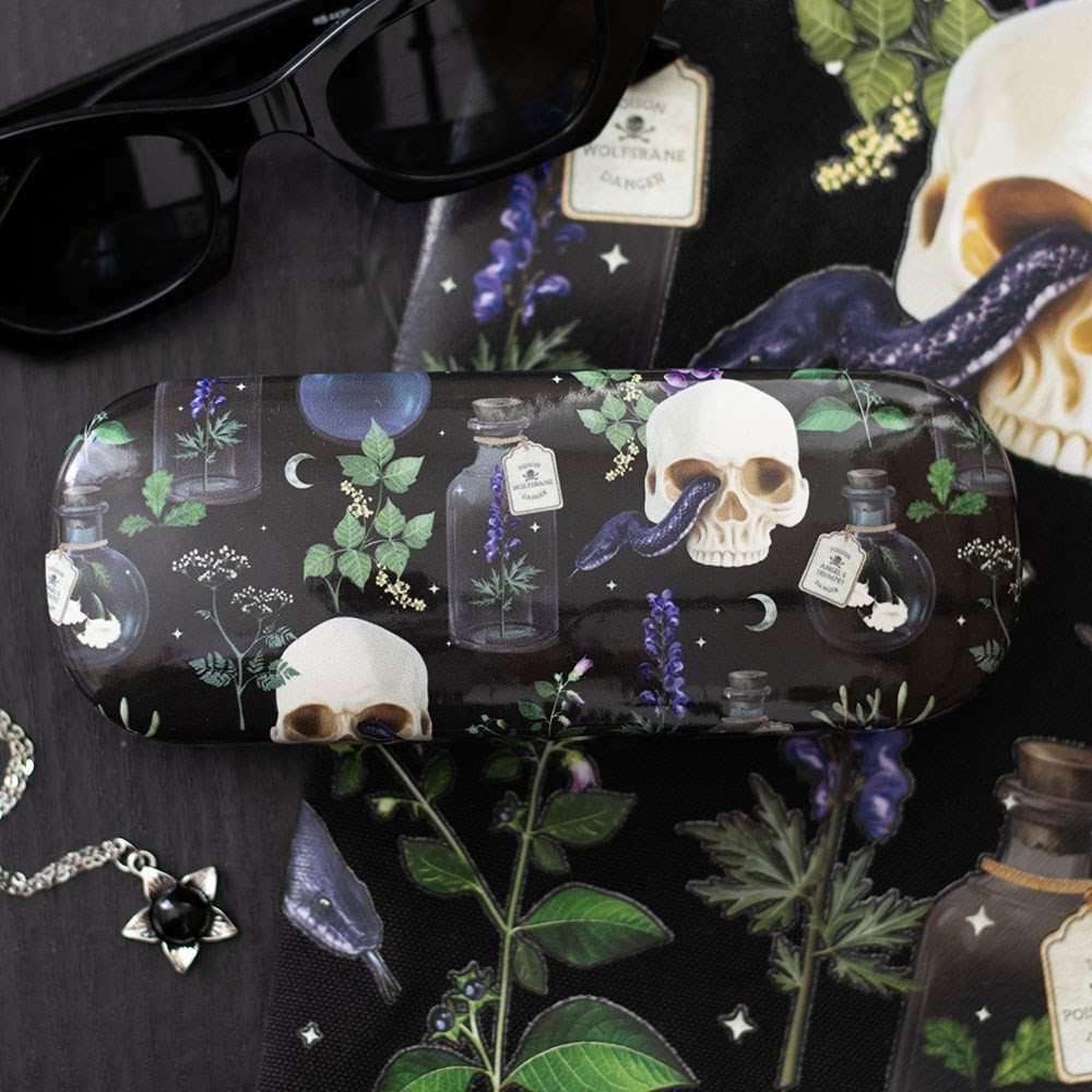 Gothic Skull & Serpent Design Venom & Vine Hard Glasses Sunglasses Case