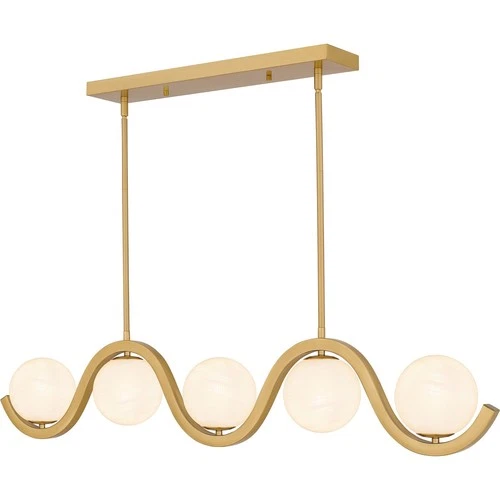Aged Brass Five Light Linear Chandelier from the Spherical Collection - Picture 1 of 7