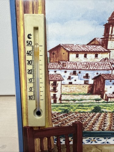Spanish Ceramic Wall Tile Plaque w Thermometer Boix-Cervera Made in Spain - 第 3/6 張圖片