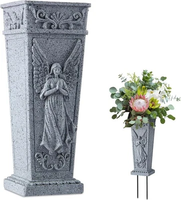 Cemetery Flowers Vase with Spike, Memorial Grave Vase Resin Flowers Holder