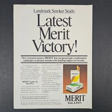 1981 Philip Morris Merit Cigarettes Vintage Print Ad Landmark Smoker Study Bar