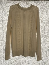 J Crew Cotton Cable Knit Preppy Boho Oversized Relaxed Fisherman Sweater Ivory M