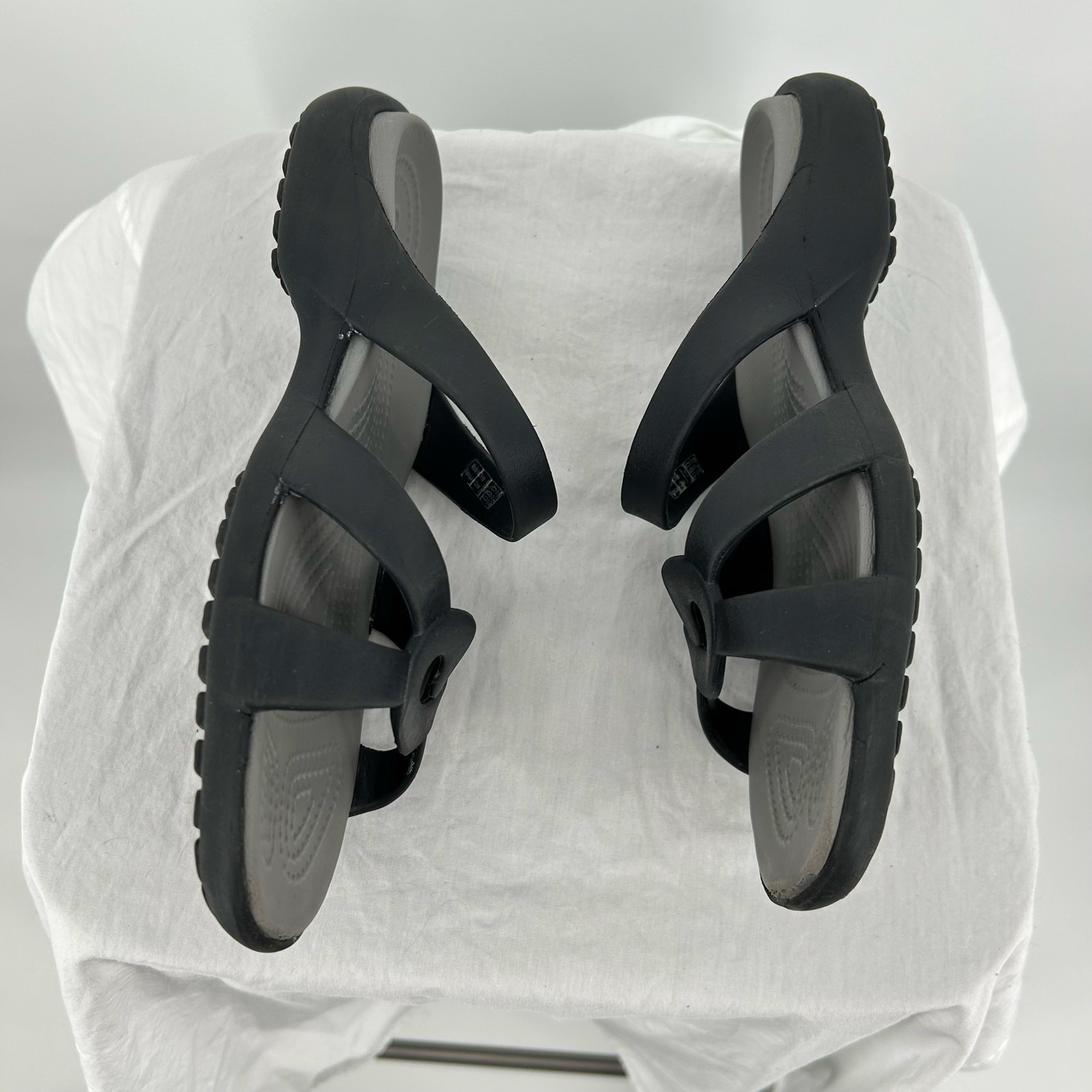 Women's Black Strappy CROCS Meleen Twist Waterproof Slip On Sandal Slides Sz 10M image 4