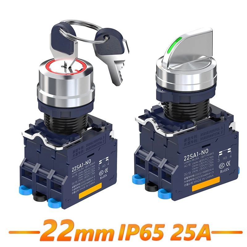 Interruttore A Pulsante Industriale HY52 Con Luce - 4 Pin, 125/250V AC, ON/OFF, IP54, Rettangolare - 2