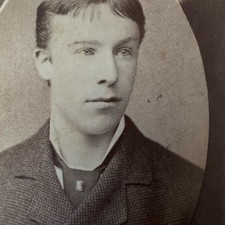 Antique CDV Photo Studio Portrait Young Man Suit Oval Dover NJ backhit