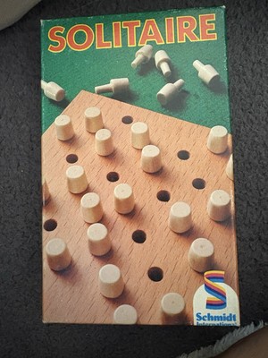 Solitaire Schmidt Spiele Ausgabe grün alt Retro Vintage Holz 