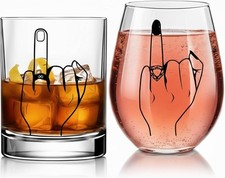 Funny Engagement/Wedding Gift for Couples   Ring Finger Wine and Whiskey Glass