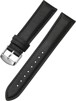 Quick Release Leather Watch Band 20mm, Black Strap for Men and Women