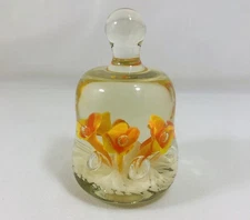 Vtg Maude & Bob St Clair Glass Paperweight Orange Trumpets MINOR CHIP PLEASE SEE