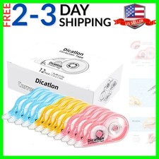 White Correction Tape 12 Pack, Easy Use Roller Applicator, Instant Dry, Jam F...