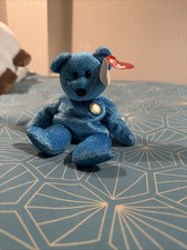 Ty Beanie Baby Teddy Bear Classy Blue, People's Beanie With Tags