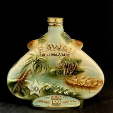 Jim Beam Hawaii Aloha State Commemorative Ceramic Decanter With Lid Vtg 1959