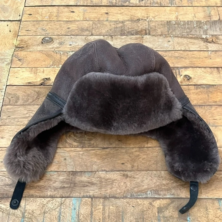 Handmade Russian Ushanka Hat Genuine Leather Shearling Sheepskin Trapper Hat