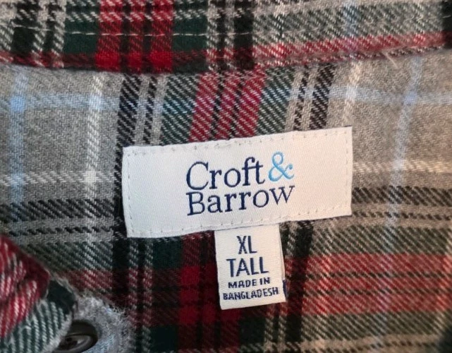 Camisa abotonada de franela manga larga Croft & Barrow para hombre. Cuadros. Talla XL Alta Foto 3 de 3