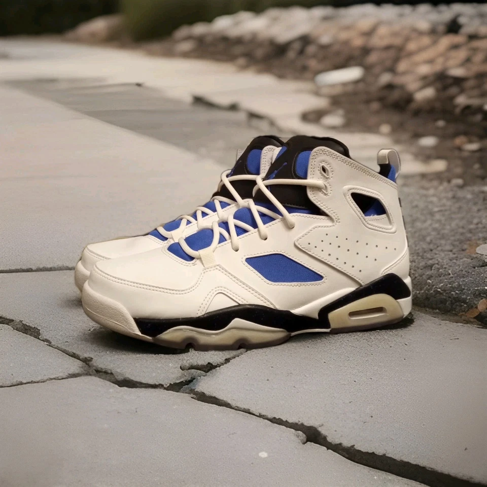 🔥Jordan Flight Club 91 Branco, Preto, Azul Salpicado🔥Tamanho 8M-9.5W (Não Usado) - Imagem 3 de 4