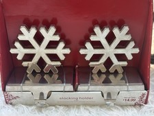 Wondershop Stocking Holder Hangers Set Of 2 Snowflakes New Silver