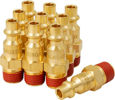 SUNGATOR 1/4 Inch Male Air Plugs, 10-Pack Brass NPT Industrial Air Hose Fittings
