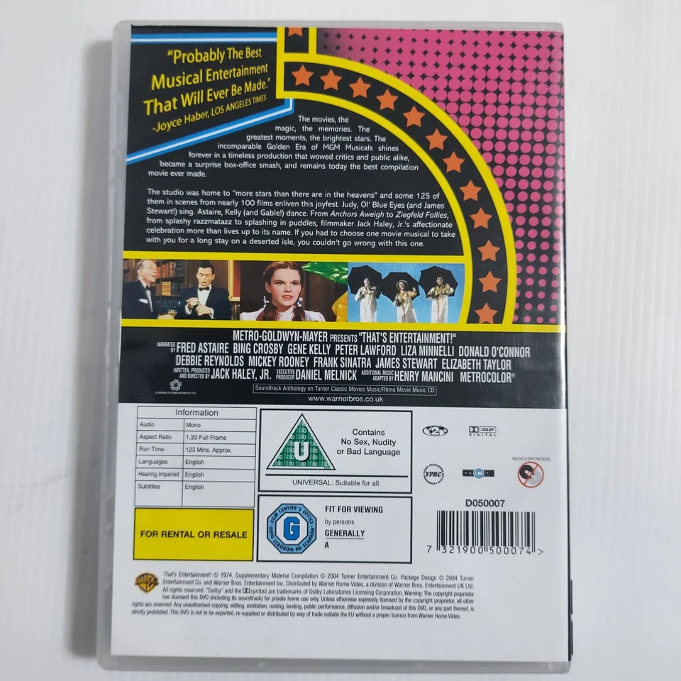 DVD Musical That’s Entertainment – MGM Classics Compilation Kelly Astaire Crosby - Image 2 of 4