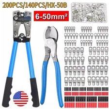 140/280Pcs Battery Cable Lugs Eyelets Copper Ring Terminal Crimp Wire Connectors