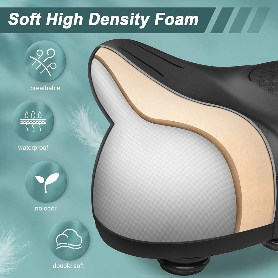 Sillín de bicicleta extragrande - Sillín cómodo, ajuste universal (Roja) NUEVO US Foto 2 de 4