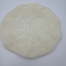 Hand Knitted Ivory Baby Beret Hat Cozy Newborn Infant Winter Cap One Size