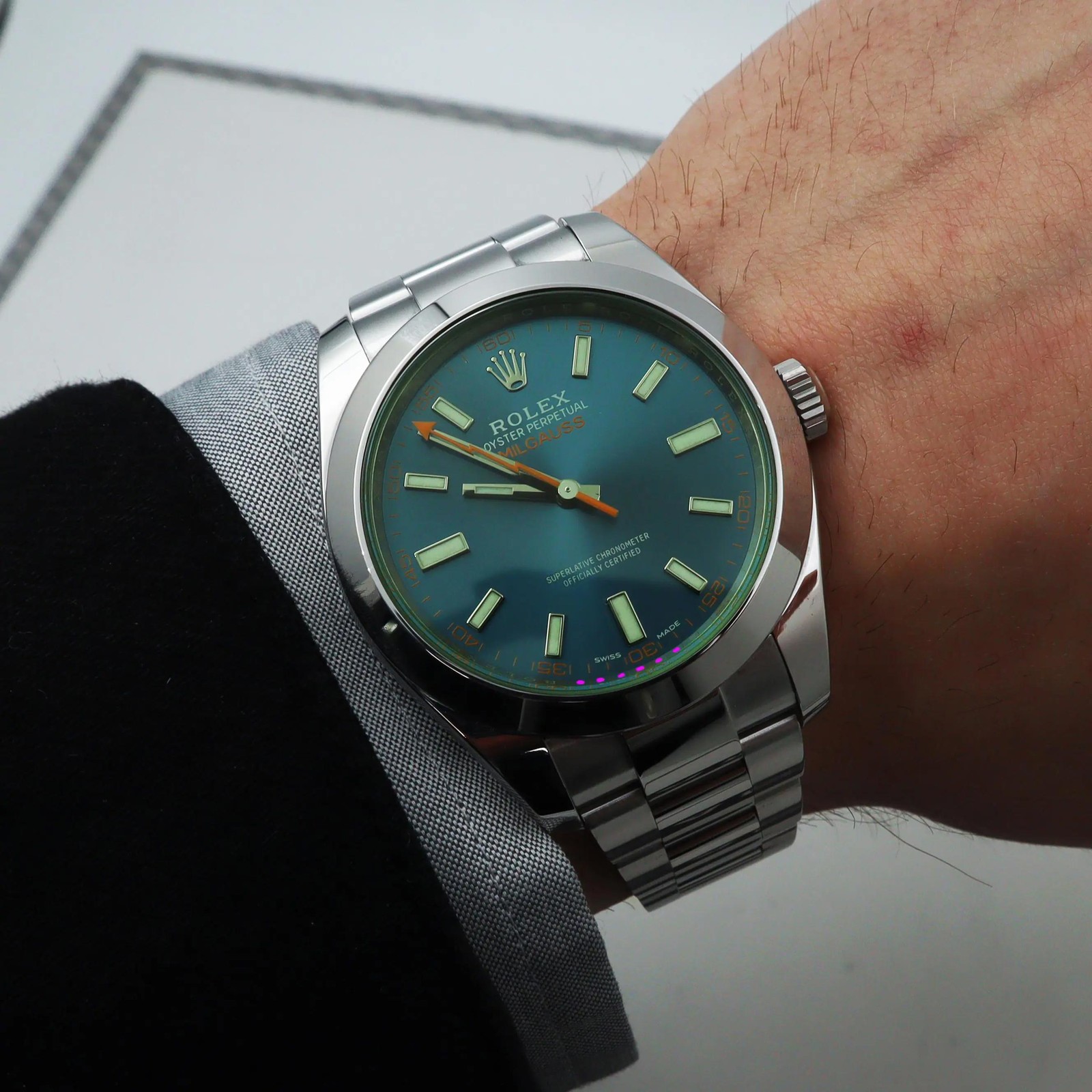 Rolex Milgauss 40 116400GV Stainless Steel Z Blue Dial Automatic Mens Watch