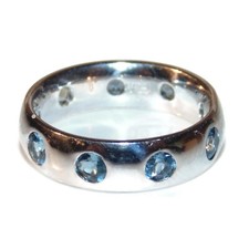 9 Topaz Solid 14k White Gold Ring Size 5 Fine Jewelry Eternity Stackable