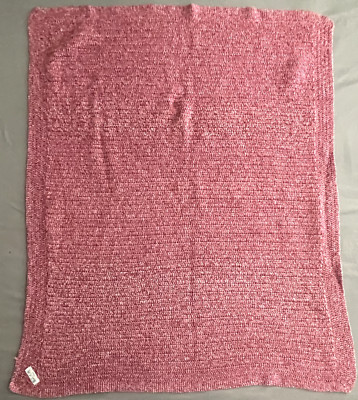 Handmade Crochet Knit Afghan Lap Blanket Variegated Mauve Pink white 48x42