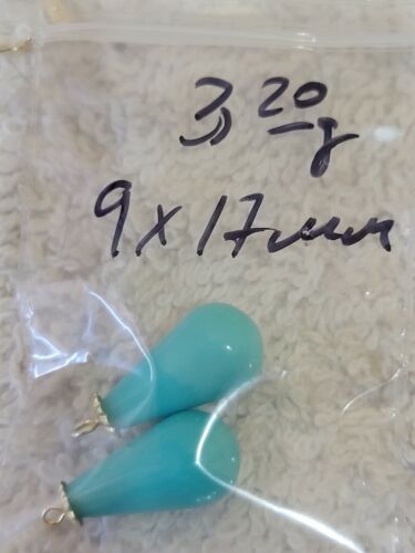 14k Yellow Gold Earrings With Created Turquoise With Leverback - Picture 12 of 12