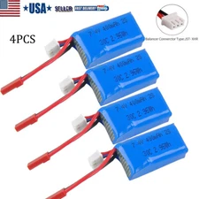 4Pcs 2S 400mAh 7.4V LiPo Battery Pack 30C JST Plug For Micro FPV Racing Drone