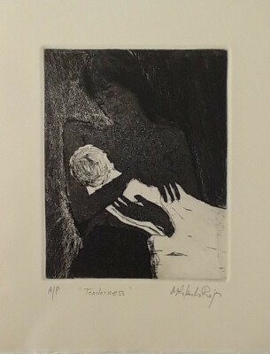 Agustín Rolando Rojas. ETCHING.Tenderness. A/P. Papel. SIGNED Great ...