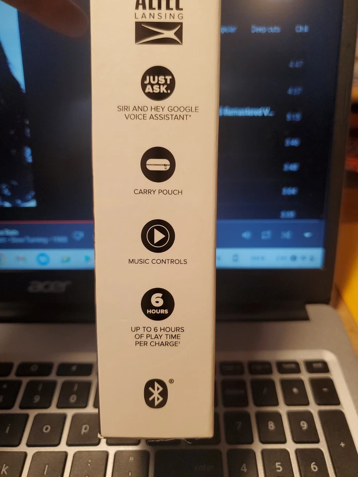 Fones de ouvido intra-auriculares Bluetooth de metal Altec Lansing com Siri Google Assist. - Imagem 3 de 4