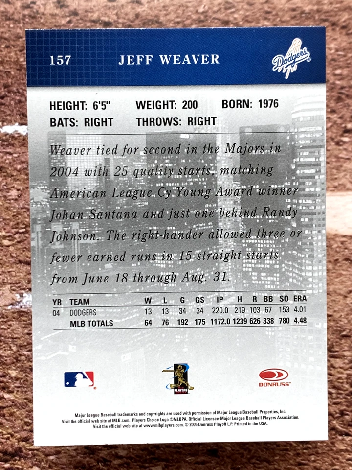 2005 Donruss Studio Jeff Weaver #157 - Image 2 of 2