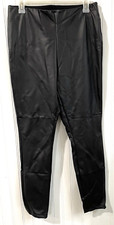 A New Day Pants Womens Medium Black Faux Leather Pull On Leggings Biker Rock