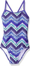 Kanu Girl's Purple Printed Sport Banded One Piece Swimsuit Size 12 Purple 33