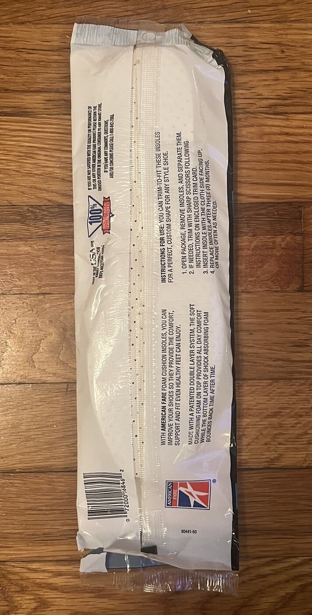 New American Fare (Kmart) Men's Foam Cushion Insoles Cut to Fit