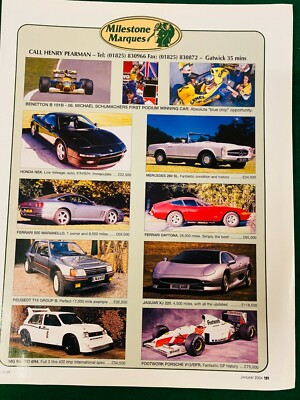 MILESTONE MARQUES MG 6R4 PEUGEOT T16 XJ 220 NSX POSTER WERBUNG FERTIG RAHMEN A4 XL