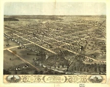 18" x 24" 1868 Birds Eye map of City of Kokomo