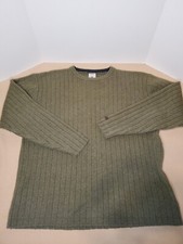 Columbia Mens Olive Green Cable Knit Crewneck Knitted Pull Over Sweater XL