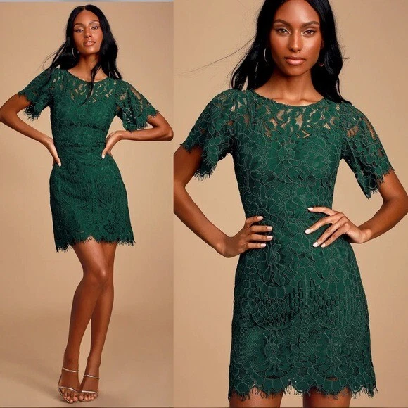 Lace green sale dress with sleeves