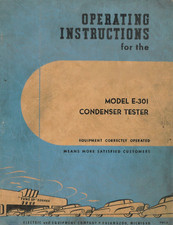 Allen Electric Co Condenser Tester Operating Instructions Manual Model E-301