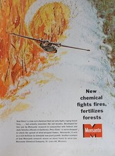Fire Plane Picture Magazine Monsanto Ad Original Vtg Wall Art