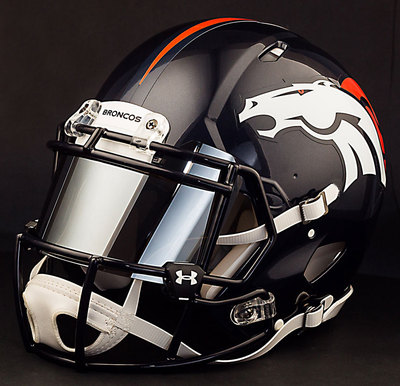 DENVER BRONCOS NFL Football Helmet with CHROME MIRROR Visor / Eye