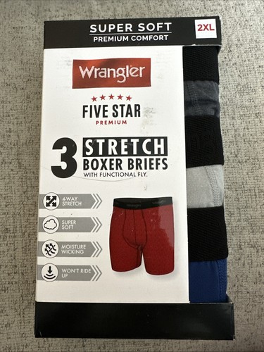 Men’s WRANGLER 3 pack Super Soft Stretch Boxer Briefs Moisture Wicking - 2XL - Picture 5 of 6