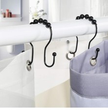 Godwin shower curtain hooks 12pcs metal double roller Black