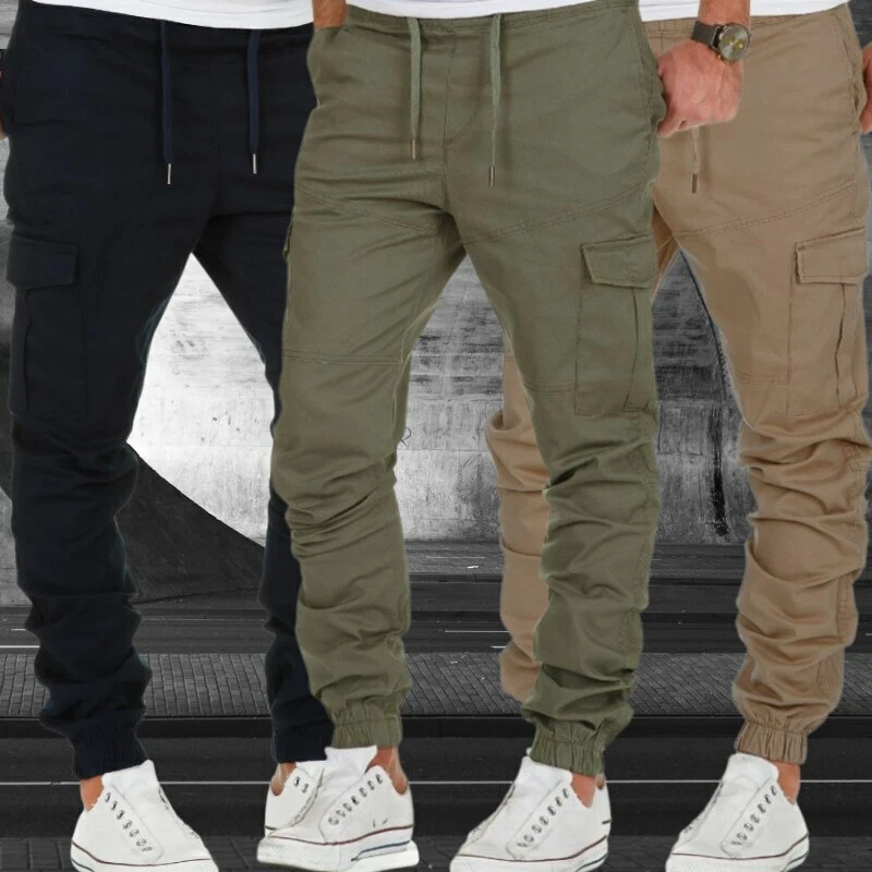 Pantalones Cargo Elásticos Para Hombre Moda Deportivo Con Bolsillos Mens |